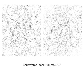 set of two grunge textures for design. isolated on white background. peeling paint with cracks