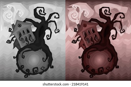 Set of two halloween posters, vector illustration 
