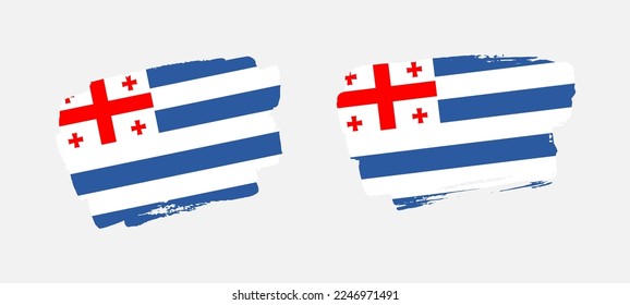 Conjunto de dos ilustraciones de la bandera del pincel de Adjara pintadas a mano sobre fondo sólido
