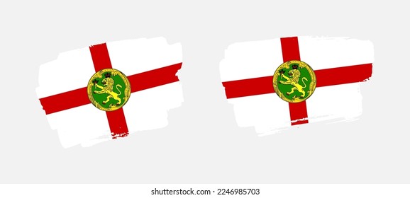 Set of two hand painted Alderney brush flag illustration on solid background
