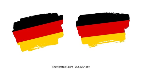 Conjunto de dos ilustraciones de la bandera de Alemania pintadas a mano sobre fondo sólido