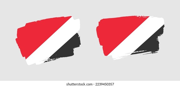 Set of two hand painted Principality of Sealand brush flag illustration on solid background