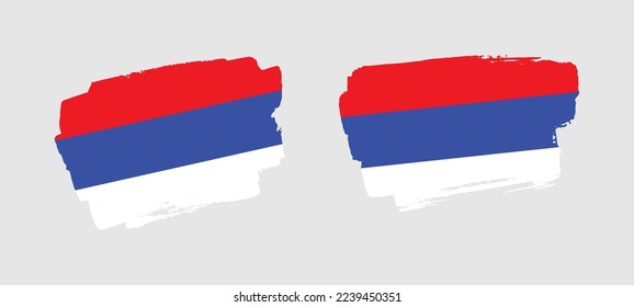 Set of two hand painted Republika Srpska brush flag illustration on solid background
