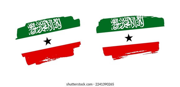 Set of two hand painted Somaliland brush flag illustration on solid background