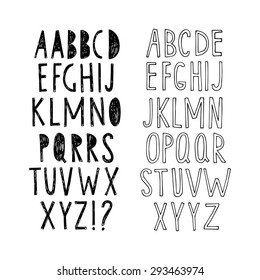 Set of two hand-drawn fonts. Vector.