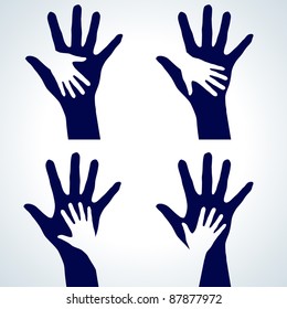 Set of Two hands silhouette. Illustration on white background.