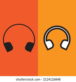 Conjunto de dos iconos de auriculares aislados en un fondo. Íconos minimalistas de golpes simples.