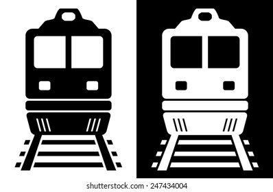 set two icon with black and white isolated train