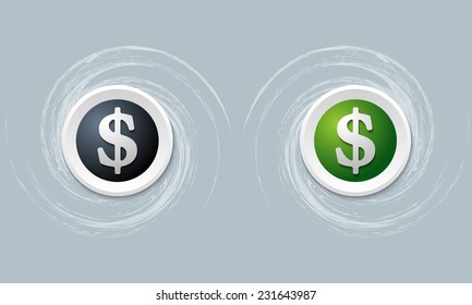 set of two icon with dollar symbol