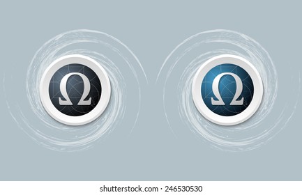 set of two icon and omega symbol