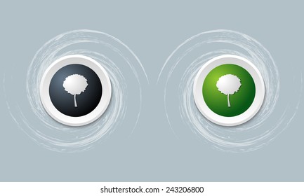 set of two icon and tree symbol