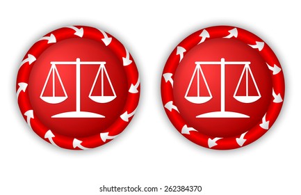 set two icons with arrows and law symbol