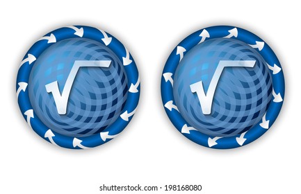 set two icons with arrows and transparent radix symbol