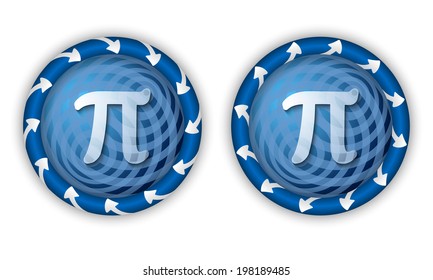 set two icons with arrows and transparent pi symbol