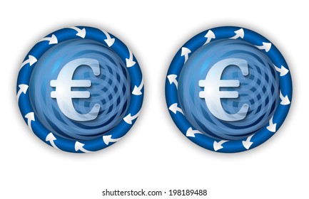 set two icons with arrows and transparent euro symbol