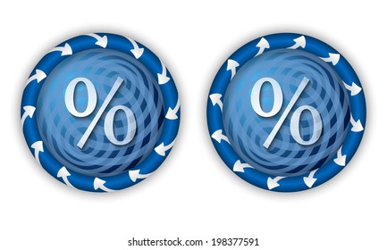 set two icons with arrows and transparent percent symbol