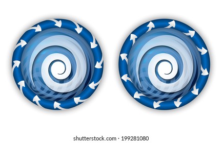 set two icons with arrows and transparent spiral