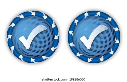 set two icons with arrows and transparent check box