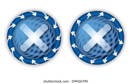 set two icons with arrows and transparent ban symbol