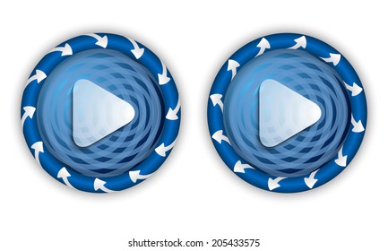 set two icons with arrows and transparent play symbol