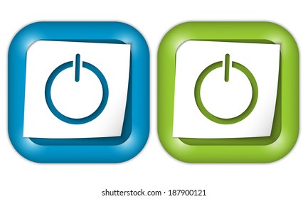 set of two icons with blank paper and power button