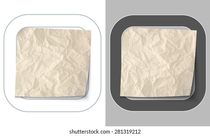 set of two icons and crumpled paper