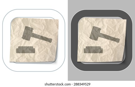 set of two icons and crumpled paper with the symbol of lawyer