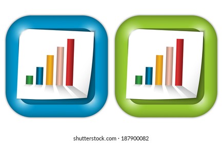 set of two icons with paper and graph
