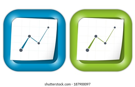 set of two icons with paper and graph