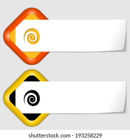 set of two icons with paper on note and spiral