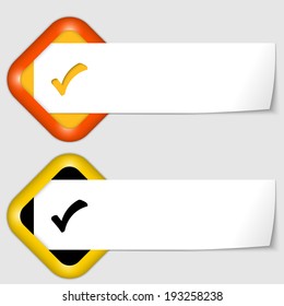 set of two icons with paper on note and check box