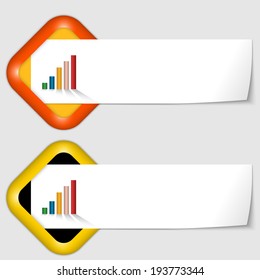 set of two icons with paper on note and graph
