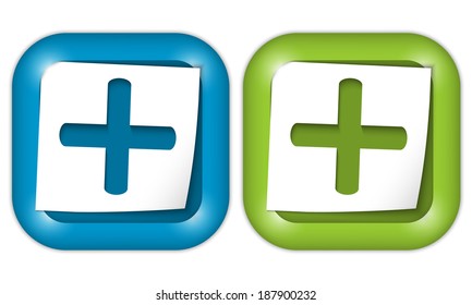 set of two icons with paper and plus sign
