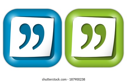 set of two icons with paper and quotation mark