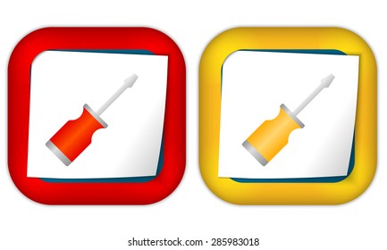 Set of two icons with paper and screwdriver