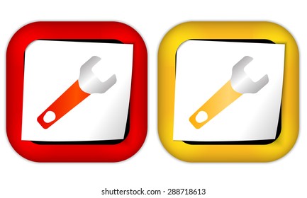 Set of two icons with paper and spanner