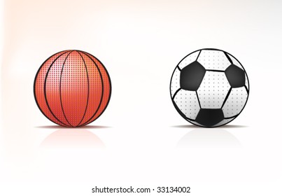 Set of two icons — sport balls. Vector illustration.