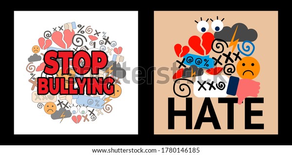 Set Two Illustrations National Bullying Prevention Stock