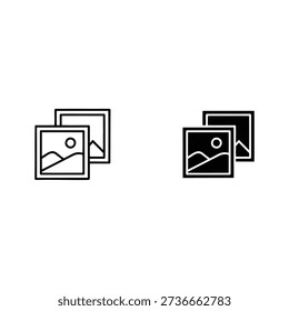 Set of two image placeholder icons in outline and solid style