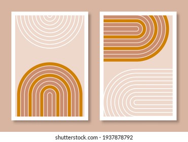 Set of two images with boho flat illustrations style vector. Perfect for greeting card, poster, banner, flyer, social media post, feed, story, fleet.