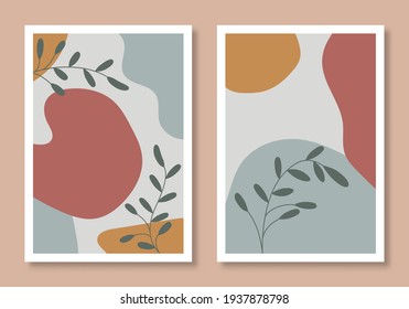 Set of two images with boho flat illustrations style vector. Perfect for greeting card, poster, banner, flyer, social media post, feed, story, fleet.