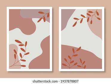 Set of two images with boho flat illustrations style vector. Perfect for greeting card, poster, banner, flyer, social media post, feed, story, fleet.