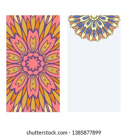 Set of two invitation card template with mandala. Vector illustration.