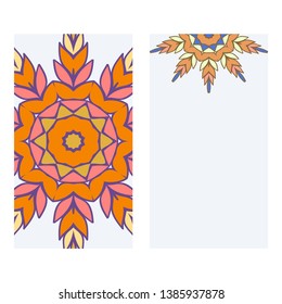 Set of two invitation card template with mandala. Vector illustration.