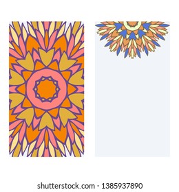 Set of two invitation card template with mandala. Vector illustration.