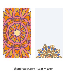 Set of two invitation card template with mandala. Vector illustration.