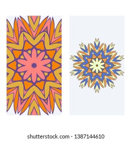 Set of two invitation card template with mandala. Vector illustration.