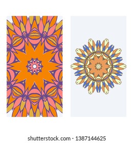 Set of two invitation card template with mandala. Vector illustration.