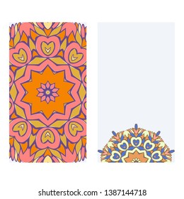 Set of two invitation card template with mandala. Vector illustration.