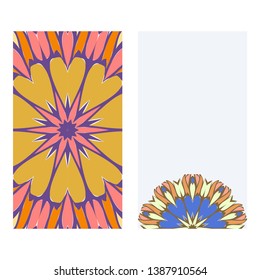 Set of two invitation card template with mandala. Vector illustration.